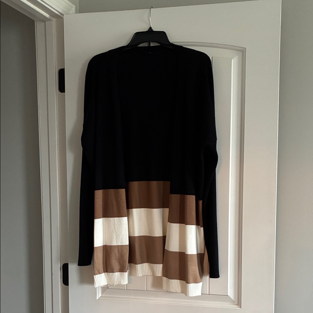 Stylish Black and Brown Striped Women's Sweater